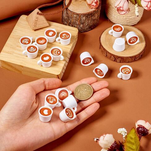 FASHEWELRY 20Pcs Resin Mini Coffee Cups Miniature Coffee Mugs White Plastic Coffee Drink Cups Dollhouse Food Miniatures for DIY Mini Kitchen Micro Landscape Accessories in Saudi Arabia