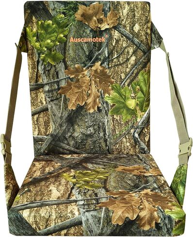 AUSCAMOTEK Camouflage Hunting and Stadium Seat Cushion with Backrest - 5cm Thick, Water-Resistant, Silent Material for Deer, Duck, Turkey Hunting, Fishing, Camping, and Outdoor Activities in Kuwait