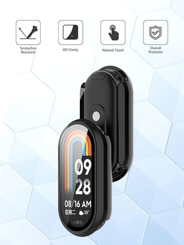 (2 Pack) Case for Xiaomi Smart Band 9 Global Version (2024) 1.62" Amoled Display, Hard PC Screen Protector,9H Tempered Glass Ultra-Thin Full-Coverage Shockproof Bumper,Transparent&Blue. in Kuwait