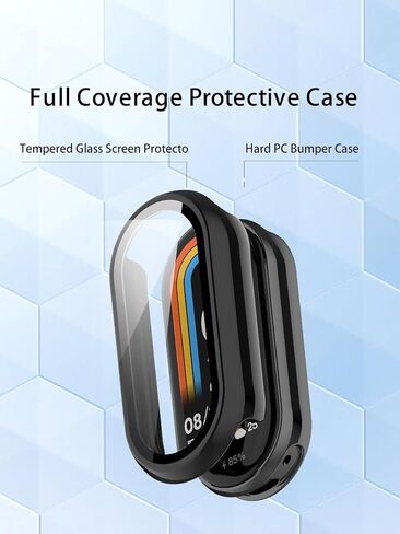 (2 Pack) Case for Xiaomi Smart Band 9 Global Version (2024) 1.62" Amoled Display, Hard PC Screen Protector,9H Tempered Glass Ultra-Thin Full-Coverage Shockproof Bumper,Transparent&Blue. in Kuwait