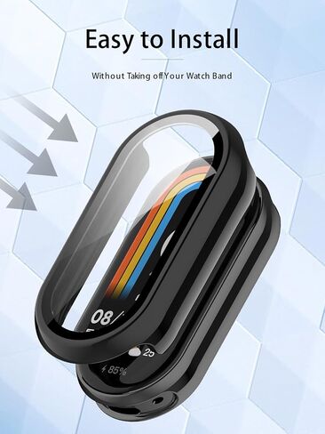 (2 Pack) Case for Xiaomi Smart Band 9 Global Version (2024) 1.62" Amoled Display, Hard PC Screen Protector,9H Tempered Glass Ultra-Thin Full-Coverage Shockproof Bumper,Transparent&Blue. in Kuwait