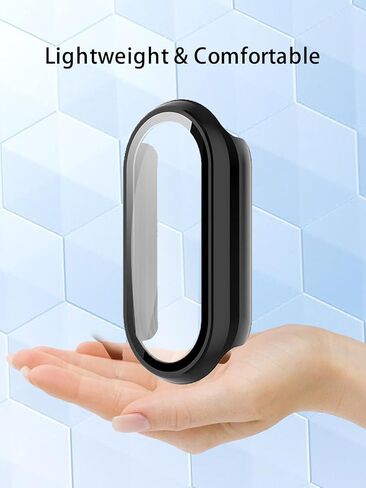 (2 Pack) Case for Xiaomi Smart Band 9 Global Version (2024) 1.62" Amoled Display, Hard PC Screen Protector,9H Tempered Glass Ultra-Thin Full-Coverage Shockproof Bumper,Transparent&Blue. in Kuwait