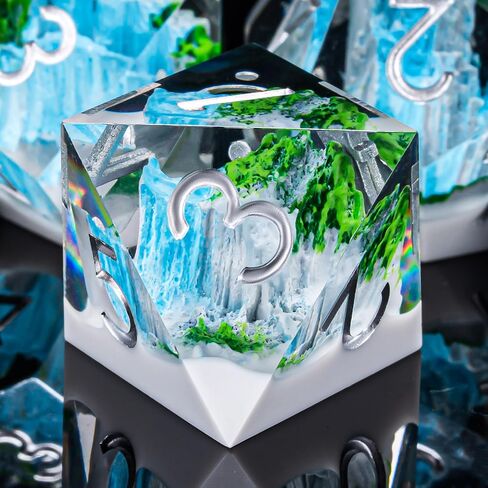 DND Resin Dice Set with Box Mountain&Waterfall Sharp Edge DIce for Dungeons and Dragons, Polyhedral Role Playing 7 Pcs D&D Dice D20 D12 D10 D8 D6 D4 (Rock Mountain) in Saudi Arabia