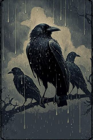 Black Crow Under The Rain Diamond Painting Kits, 5D Crystal Gem Paste Craft Diamond Painting, 8X12Inch for Beginner Home Decor Cafe Decor and Other Multiple Choices Holiday Gift in Saudi Arabia