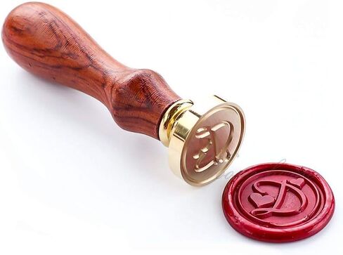 Seal Seal Stamper ، فويهوم فاخرة الأبجدية الأولية د مع ختم القلب مع مقبض Rosewood ، تزيين على دعوات الحزم مخلف in Kuwait