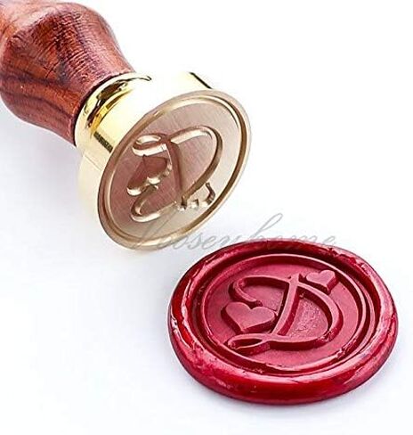 Seal Seal Stamper ، فويهوم فاخرة الأبجدية الأولية د مع ختم القلب مع مقبض Rosewood ، تزيين على دعوات الحزم مخلف in Kuwait
