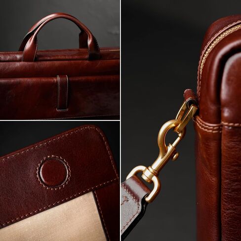 Time Resistance Leather Briefcase - Italian Handmade Leather Laptop Bag - Handbag for Men and Women in Saudi Arabia