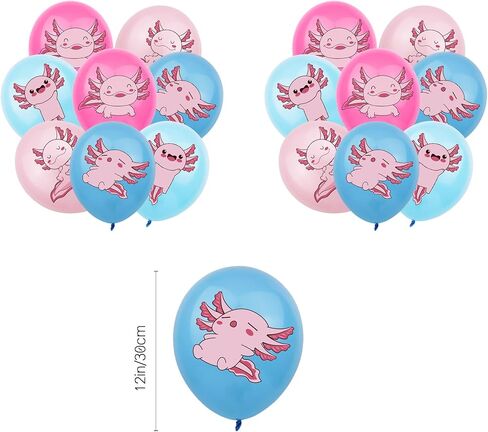 43Pcs Blue Axolotl Birthday Party Decorations Include Happy Birthday Banner-Balloons-Cake Topper-Cupcake Toppers-Backdrop for Axolotl Boy Birthday Party Supplies in Kuwait