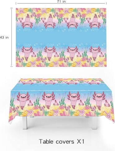 43Pcs Blue Axolotl Birthday Party Decorations Include Happy Birthday Banner-Balloons-Cake Topper-Cupcake Toppers-Backdrop for Axolotl Boy Birthday Party Supplies in Kuwait