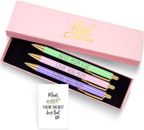 3 Pcs Ballpoint Pen Set for Mother's Day Retractable Ballpoint Pen Inspirational Pen Gift Set with Gift Box and Greeting Cards for Women Wife Mom Grandma Valentine's Day Anniversary Birthday Supplies in Saudi Arabia