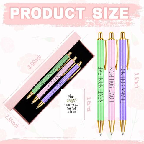 3 Pcs Ballpoint Pen Set for Mother's Day Retractable Ballpoint Pen Inspirational Pen Gift Set with Gift Box and Greeting Cards for Women Wife Mom Grandma Valentine's Day Anniversary Birthday Supplies in Saudi Arabia