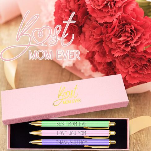 3 Pcs Ballpoint Pen Set for Mother's Day Retractable Ballpoint Pen Inspirational Pen Gift Set with Gift Box and Greeting Cards for Women Wife Mom Grandma Valentine's Day Anniversary Birthday Supplies in Saudi Arabia