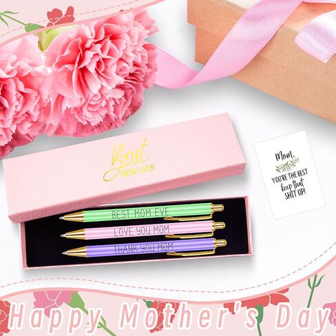 3 Pcs Ballpoint Pen Set for Mother's Day Retractable Ballpoint Pen Inspirational Pen Gift Set with Gift Box and Greeting Cards for Women Wife Mom Grandma Valentine's Day Anniversary Birthday Supplies in Saudi Arabia