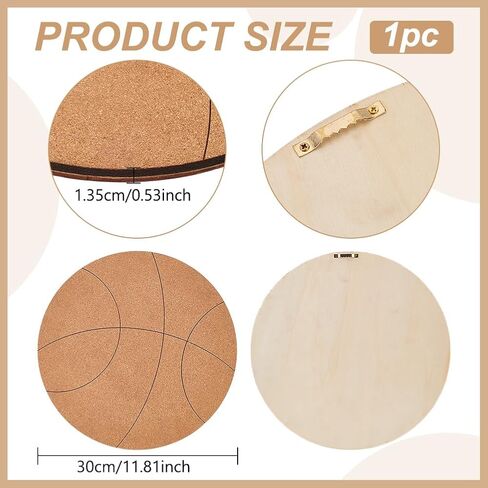 BENECREAT 11.8x11.8 Inch Basketball Cork Board, Burlywood Bulletin Board Round Office Board for Wall Cork, Wall Mounted Notice Pin Board for School, Home & Office in Saudi Arabia