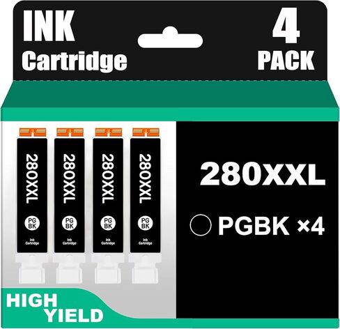 PGI-280XXL PGBK خراطيش الحبر الأسود ، بديل لـ Canon 280 281 خراطيش الحبر لاستخدامها مع Canon TR8520 TR8620 TS9120 TS6320 TS6220 TS6120 TS702 TS8120 TS8220 TS8320 TS8320 (4 PGBK) in Kuwait