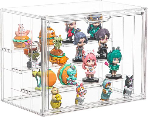 Acrylic Display Case with 2 Pack Display Risers Stands Figure Display Case with Magnetic Door for Collectibles Mini Figure Popmart Acrylic Collectibles Showcase in Saudi Arabia