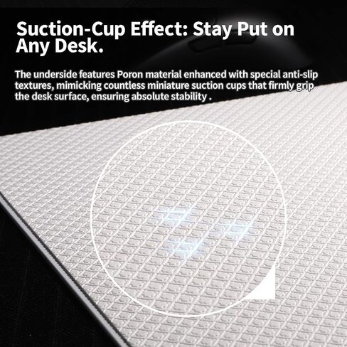Tempered Glass Gaming Mouse Pad Ultra-Thin Desk Mat Anti-Scratch Wear-Resistant 450 * 400 * 1.8mm Large Competitive Mouse Pads Ultra-Smooth Micro-Etched Surface Anti-Slip Silicone Base (Black) in Saudi Arabia