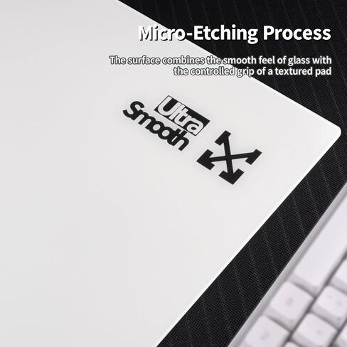 Tempered Glass Gaming Mouse Pad Ultra-Thin Desk Mat Anti-Scratch Wear-Resistant 450 * 400 * 1.8mm Large Competitive Mouse Pads Ultra-Smooth Micro-Etched Surface Anti-Slip Silicone Base (Black) in Saudi Arabia