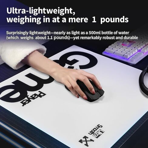 Tempered Glass Gaming Mouse Pad Ultra-Thin Desk Mat Anti-Scratch Wear-Resistant 450 * 400 * 1.8mm Large Competitive Mouse Pads Ultra-Smooth Micro-Etched Surface Anti-Slip Silicone Base (Black) in Saudi Arabia