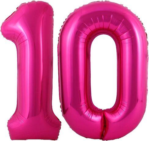 البالونات الوردي الساخن 10 بالون ، 40 بوصة عملاق رقم 10 بالونات رقائق البالونات الوردي الساخن للبالونات الوردي الساخن لإمدادات حفلات عيد الميلاد العاشرة ديكورات الاحتفال بالاحتفال in Kuwait