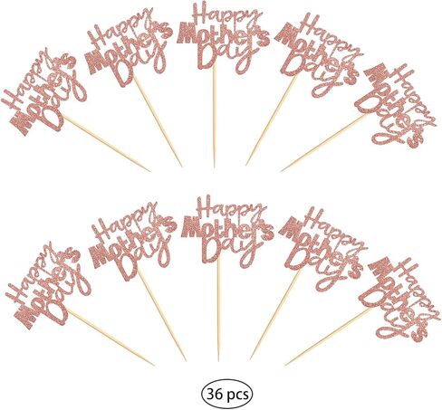36 PCS Happy Mother's Cupcake Topcake Topcake Rose Gold Decorations for Mother's Best Best Mom Momme Party Women Birthday Supplies Supplies in Kuwait