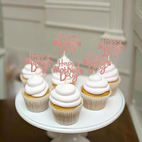36 PCS Happy Mother's Cupcake Topcake Topcake Rose Gold Decorations for Mother's Best Best Mom Momme Party Women Birthday Supplies Supplies in Kuwait