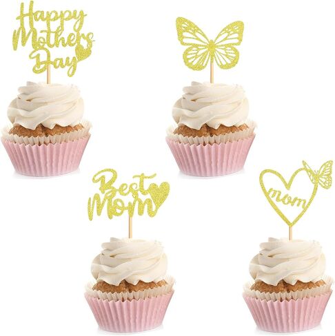 36 PCS Happy Mother's Cupcake Topcake Topcake Rose Gold Decorations for Mother's Best Best Mom Momme Party Women Birthday Supplies Supplies in Kuwait
