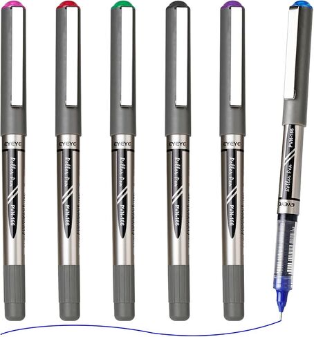 EYEYE 0.7mm Rollerball Pens Medium Point, 12 Pack 6 Colors Roller Ball Pen Quick Dry, Liquid Ink Pens Fine Point Smooth Writing Pen for Journaling, Note Taking, Office, School Supplies in Saudi Arabia