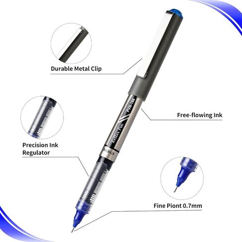 EYEYE 0.7mm Rollerball Pens Medium Point, 12 Pack 6 Colors Roller Ball Pen Quick Dry, Liquid Ink Pens Fine Point Smooth Writing Pen for Journaling, Note Taking, Office, School Supplies in Saudi Arabia