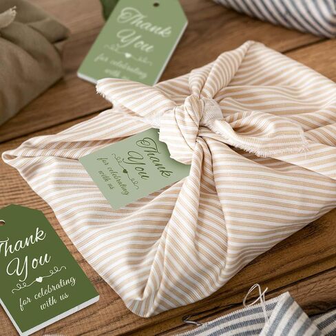 120pcs Sage Green Thank You Tags 4 Colors Bradient Green Hanging Labels with Hemp rop in Saudi Arabia