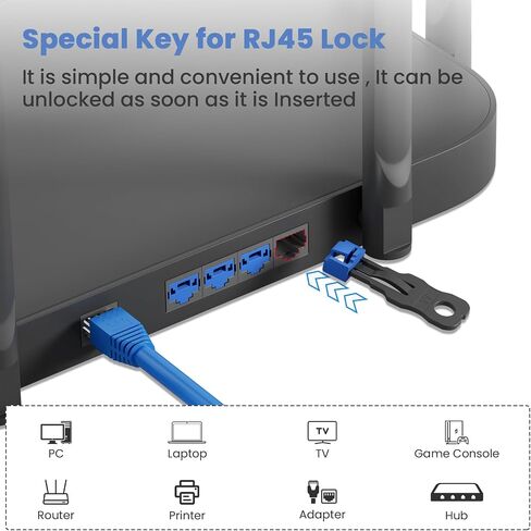100 Pcs RJ45 Port Lock with 10 Key, Locking RJ45 Port/Dust Blocker, RJ45 Dust Cover Cap Female Port Plugs Protector, Compatible RJ45 Port Devices, Red in Kuwait
