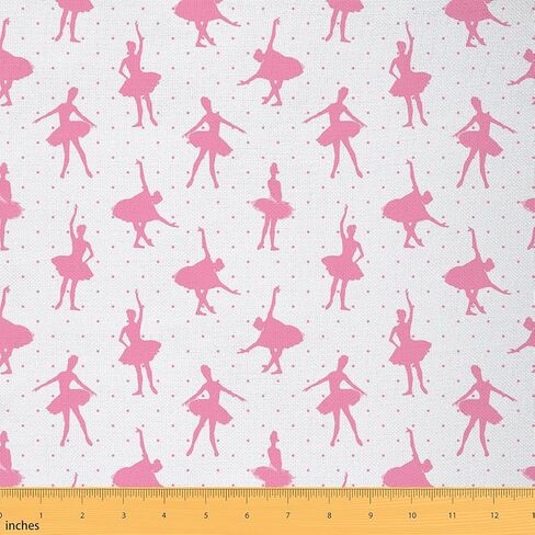 Ballet Girls Fabric by The Yard Hand Painted Ballet Dancer Pink Silhouette Craft Hobby Fabric for Kids Teens Adults Dancing Pose Polka Dot Decorative Fabric for Quilting Sewing DIY Gift,1 Yard in Kuwait