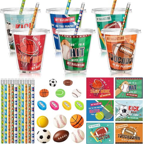 Zonon 180 PCS Valentine Day Gifts for Kids Valentines Stationery with Cards Mini Squeeze Favors and Cups Classroom Exchange Gail in Saudi Arabia