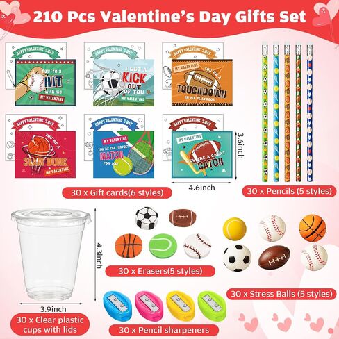 Zonon 180 PCS Valentine Day Gifts for Kids Valentines Stationery with Cards Mini Squeeze Favors and Cups Classroom Exchange Gail in Saudi Arabia