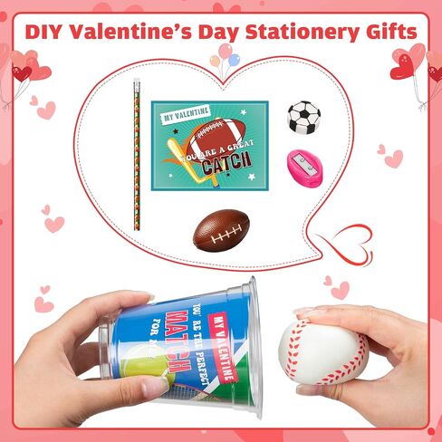 Zonon 180 PCS Valentine Day Gifts for Kids Valentines Stationery with Cards Mini Squeeze Favors and Cups Classroom Exchange Gail in Saudi Arabia
