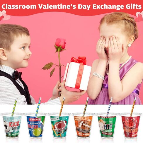 Zonon 180 PCS Valentine Day Gifts for Kids Valentines Stationery with Cards Mini Squeeze Favors and Cups Classroom Exchange Gail in Saudi Arabia