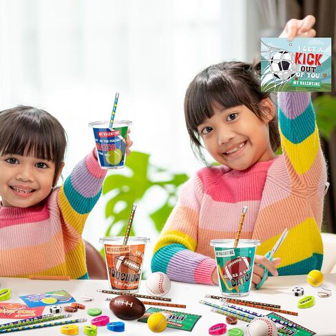 Zonon 180 PCS Valentine Day Gifts for Kids Valentines Stationery with Cards Mini Squeeze Favors and Cups Classroom Exchange Gail in Saudi Arabia