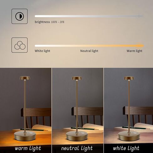 Rechargeable Table Lamp Cordless Battery Operated LED Light 5000mAh 3-Level Brightness Portable Desk Lamps Waterproof Touch Control Indoor Outdoor Use for Patio Home Restaurant (2-Brown) in Saudi Arabia