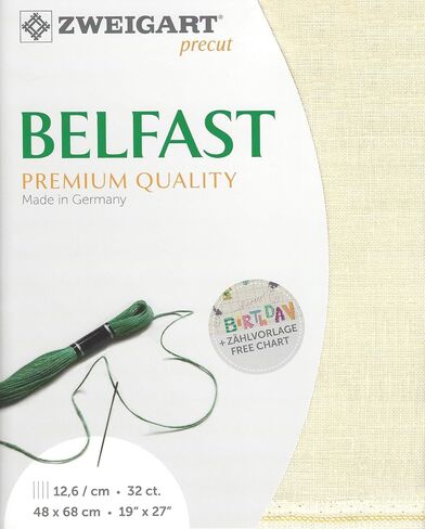 Precut Zweigart Belfast 32 Count Silvery Moon 3609/7011. Needlework Canvas, Cross Stitch Fabric, Embroidery Canvas 100% Linen in Saudi Arabia