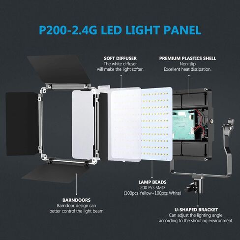 NEEWER Upgraded 660 PRO II RGB LED Video Light with App Control&Stand Kit, 2 Pack Constant 50W No Color Shift/1% Precise Min Dimming/360° RGB/CRI97+/3200K~5600K for Game Streaming YouTube Photography in Kuwait