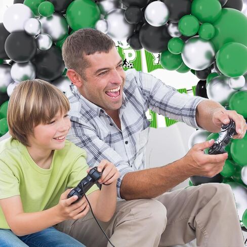 Dark Green Black Silver Balloon Garland Arch Kit - Green Balloons, Metallic Silver and Black Balloons for Football Jungle Baby Shower Birthday Retirement 2025 Graduation Decorations in Saudi Arabia