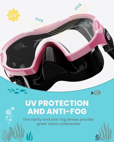 نظارات سباحة للأطفال من OutdoorMaster Stingray مع غطاء للأنف، قناع غوص للسباحة للأطفال، نظارات سباحة مضادة للضباب للأولاد والبنات، للأعمار من 5 إلى 12 عامًا in Kuwait