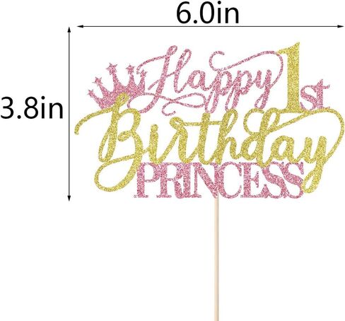 Princess الرابع كعكة عيد ميلاد Topper - سعيد الرابع عيد ميلاد لوازم الفتاة - فتاة أربع سنوات زخارف حفلة عيد ميلاد - بريق وردي وذهبي in Kuwait