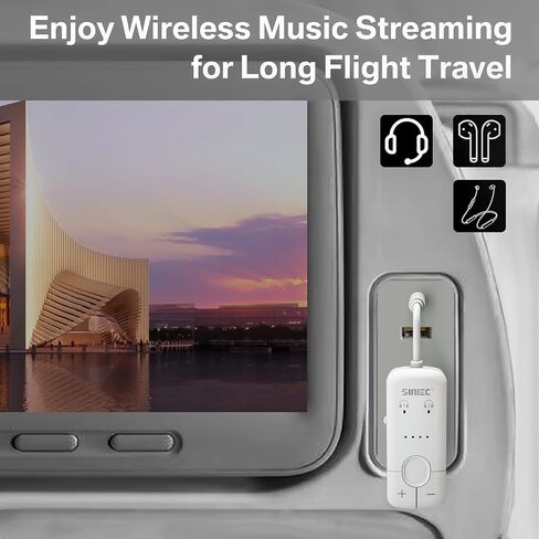 جهاز إرسال صوت بلوتوث 5.3 للطائرة: يدعم مشاركة الصوت aptX مع 2 airpods أو سماعات الرأس - محول بلوتوث لاسلكي AUX 3.5 مم للطائرة، والسفر، وخطوط الطيران، والتلفزيون، وصالة الألعاب الرياضية، والأجهزة اللوحية in Kuwait