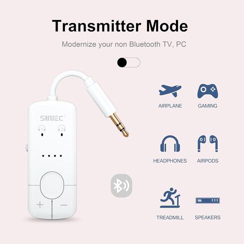 جهاز إرسال صوت بلوتوث 5.3 للطائرة: يدعم مشاركة الصوت aptX مع 2 airpods أو سماعات الرأس - محول بلوتوث لاسلكي AUX 3.5 مم للطائرة، والسفر، وخطوط الطيران، والتلفزيون، وصالة الألعاب الرياضية، والأجهزة اللوحية in Kuwait