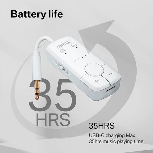 جهاز إرسال صوت بلوتوث 5.3 للطائرة: يدعم مشاركة الصوت aptX مع 2 airpods أو سماعات الرأس - محول بلوتوث لاسلكي AUX 3.5 مم للطائرة، والسفر، وخطوط الطيران، والتلفزيون، وصالة الألعاب الرياضية، والأجهزة اللوحية in Kuwait