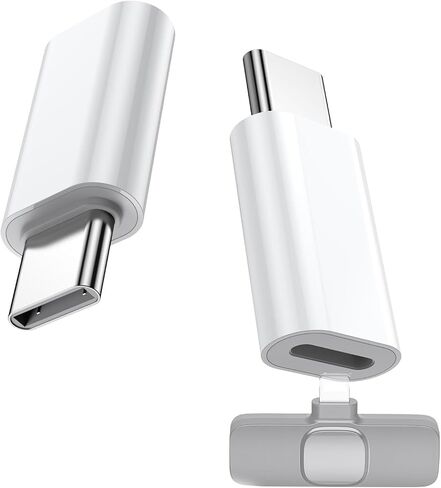 Type C to Lightning Microphone Adapter, USB C Male to Lightning Female Converter for Wireless Lavalier Microphone to your phone, Not for Headphone and Data, also Can charge for iPhone 16 Series etc in Kuwait