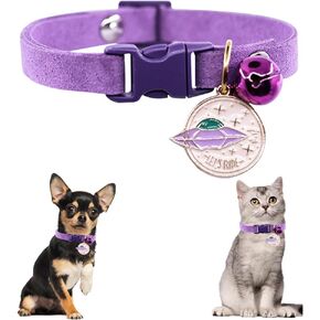 Purple XS Dog Collar with Bell, Pretty Girl Dog Collar Cat Collars with Bells for XXS Xs Tiny Pet Little Female Dogs Kitten Animal,XXS