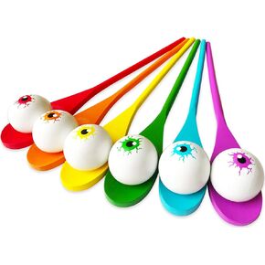 Easter Egg and Spoon Race Game 6 لاعبين ، ألعاب سباق العيلة في هالوين وسبون للتتابع للأطفال والكبار ، لعبة البيض الخشبية للحفلات كرنفال ساحة عيد ميلاد في الهواء الطلق