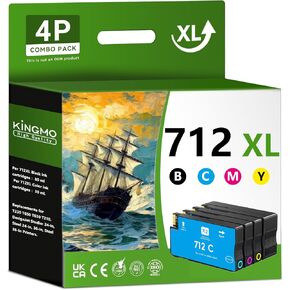 712XL 712 XL خراطيش حبر عالية العائد مجموعة: T230 T650 T630 T210 استبدال لـ HP 712 712XL حبر خزان HP DesignJet T650 ， T630 ， T230 ， T210 طابعة استوديو (4 Pack ، Black ، Cyan ، Magenta ، صفراء)